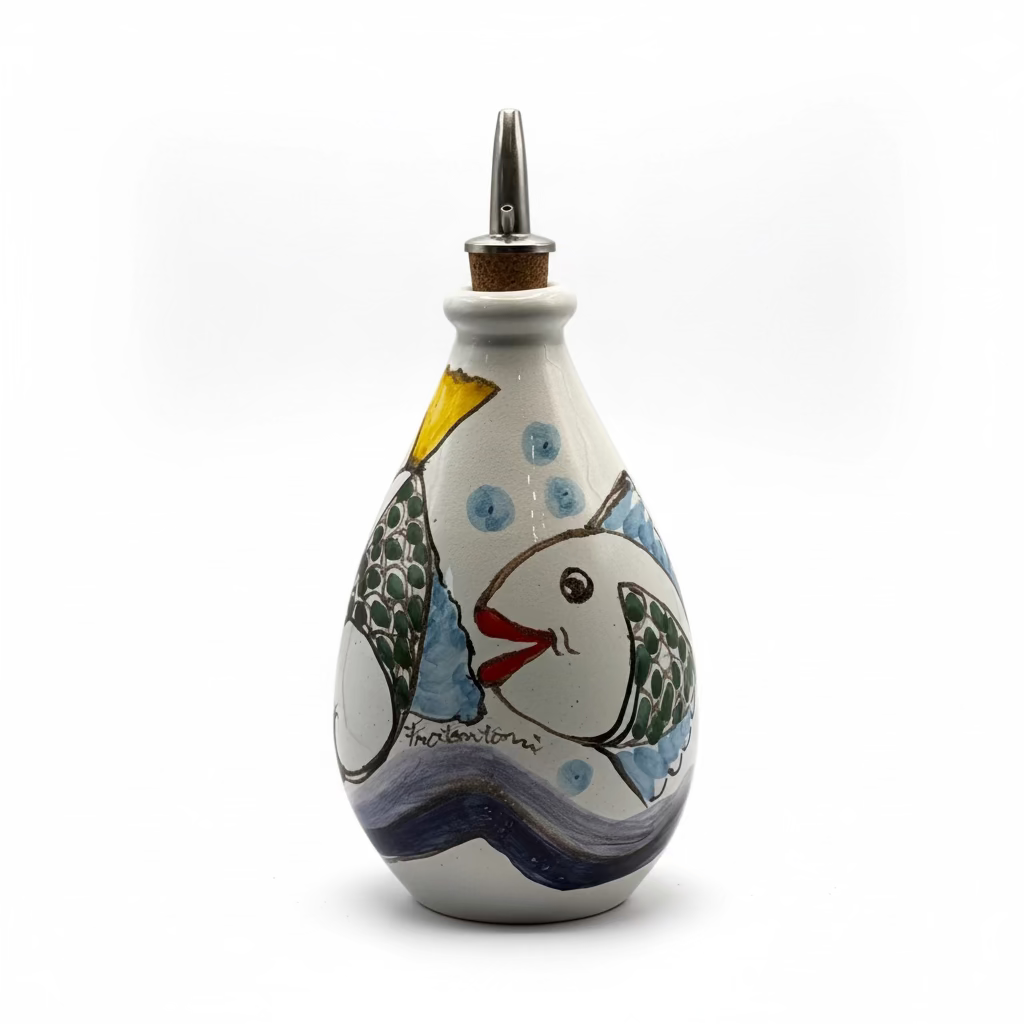 Sizilianische Keramik-Ölflasche – Pesci # 1 | ca. 18 cm