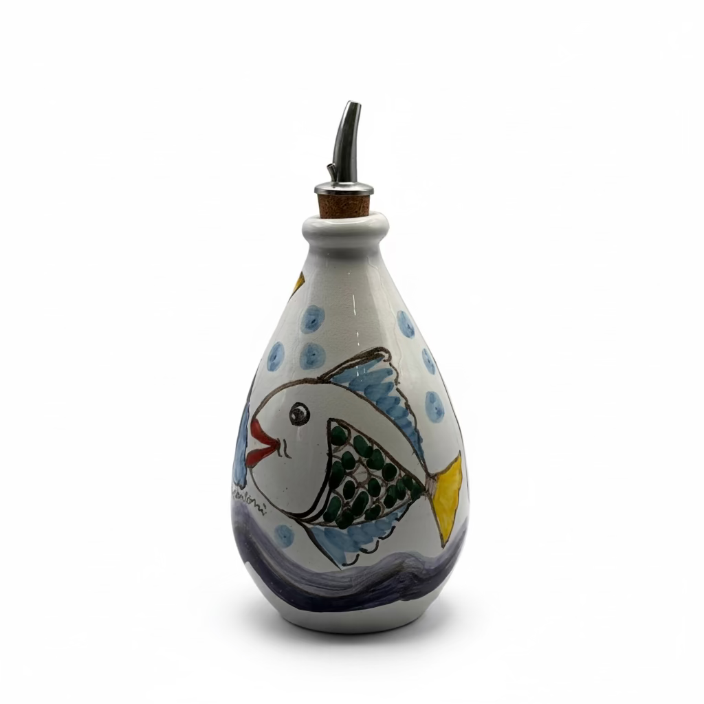 Sizilianische Keramik-Ölflasche – Pesci # 1 | ca. 18 cm