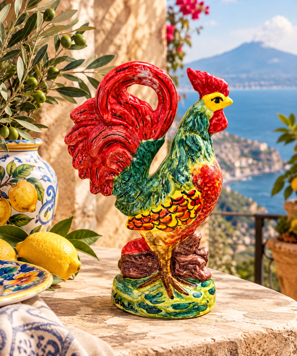 Gallo Siciliano – Handgefertigter Keramikhahn aus Sizilien
